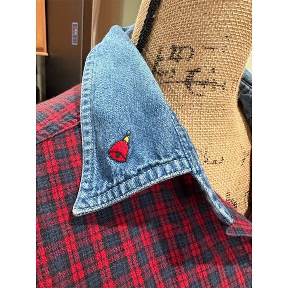 Bobbie Brooks Women's L Red Plaid Button-Up Holiday Shirt Vintage - Picture 5 of 11